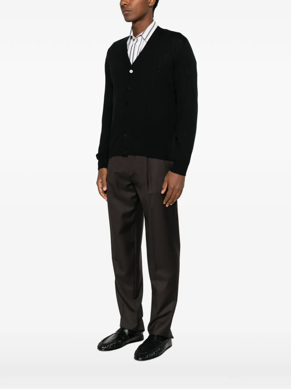 Canali button-up V-neck cardigan Zwart