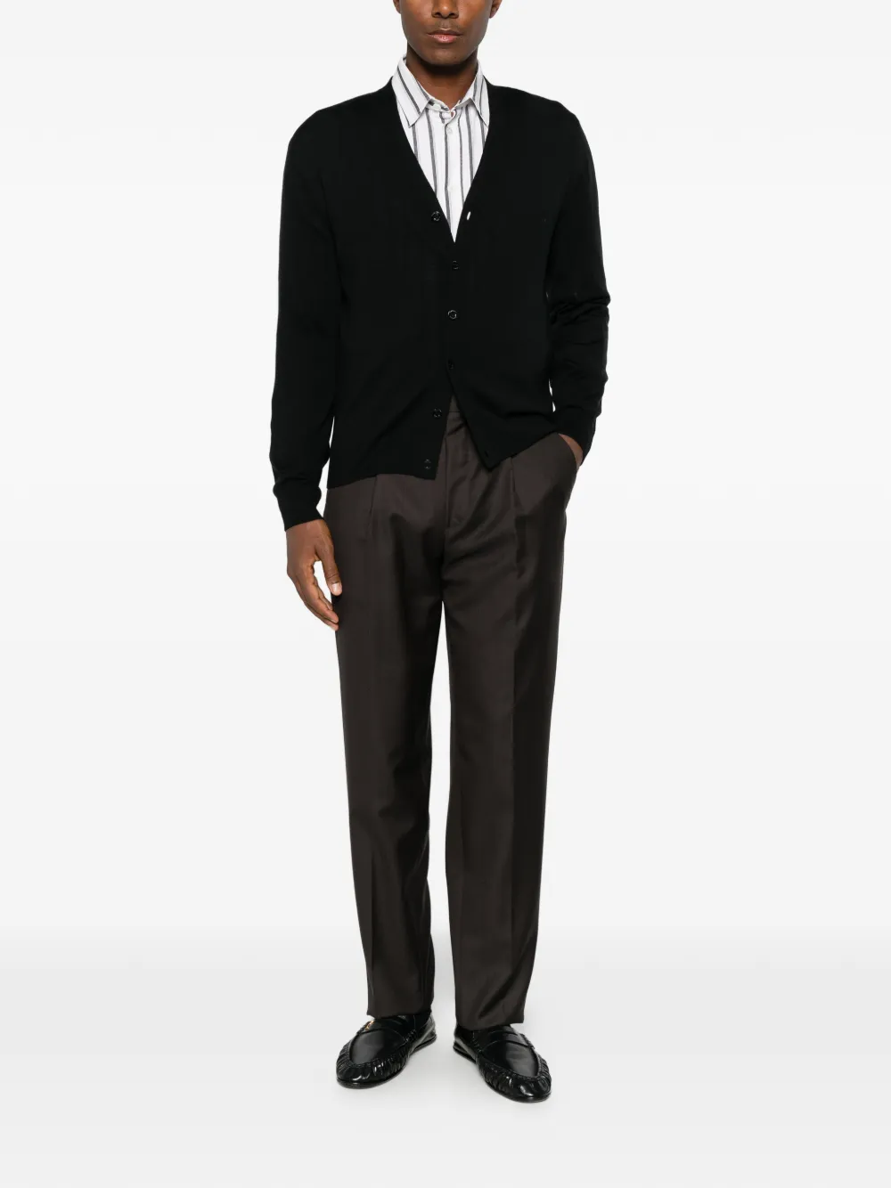 Canali button-up V-neck cardigan Zwart