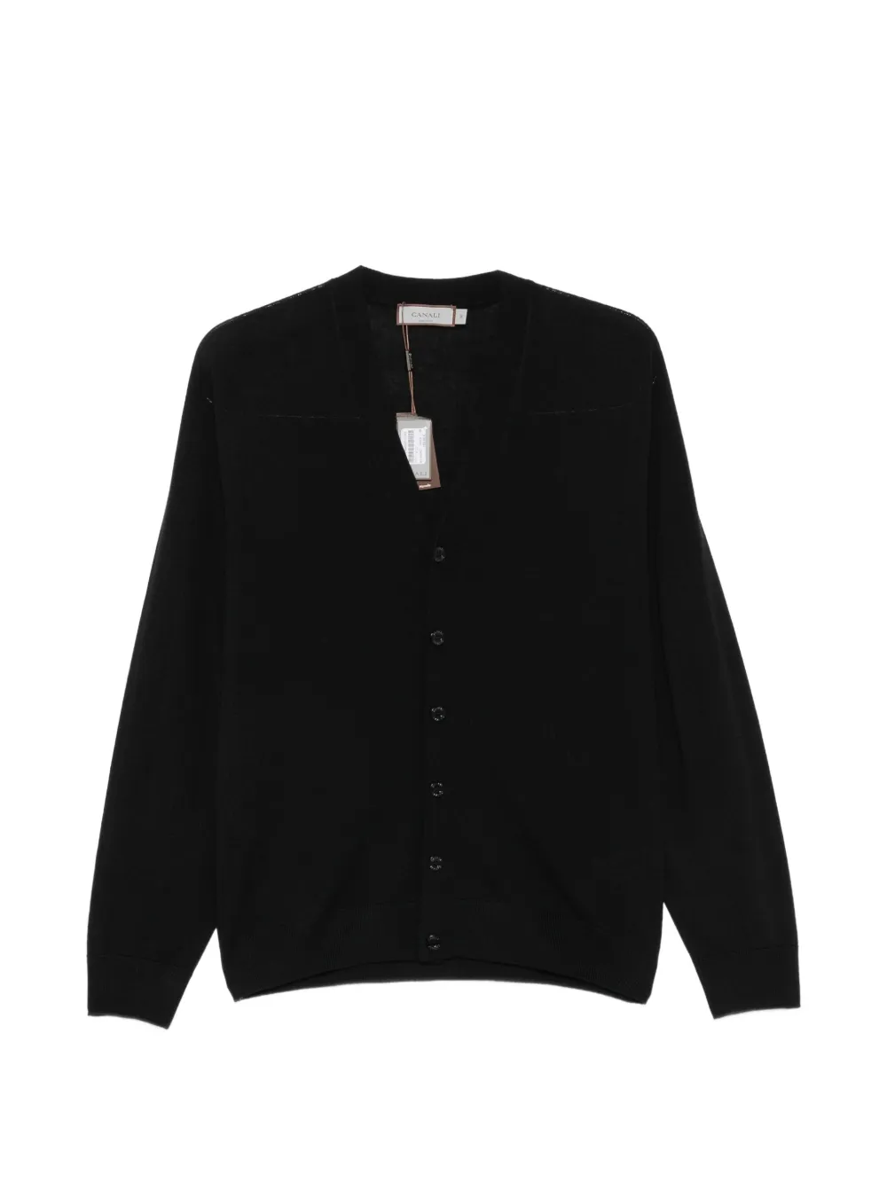 Canali button-up V-neck cardigan - Black