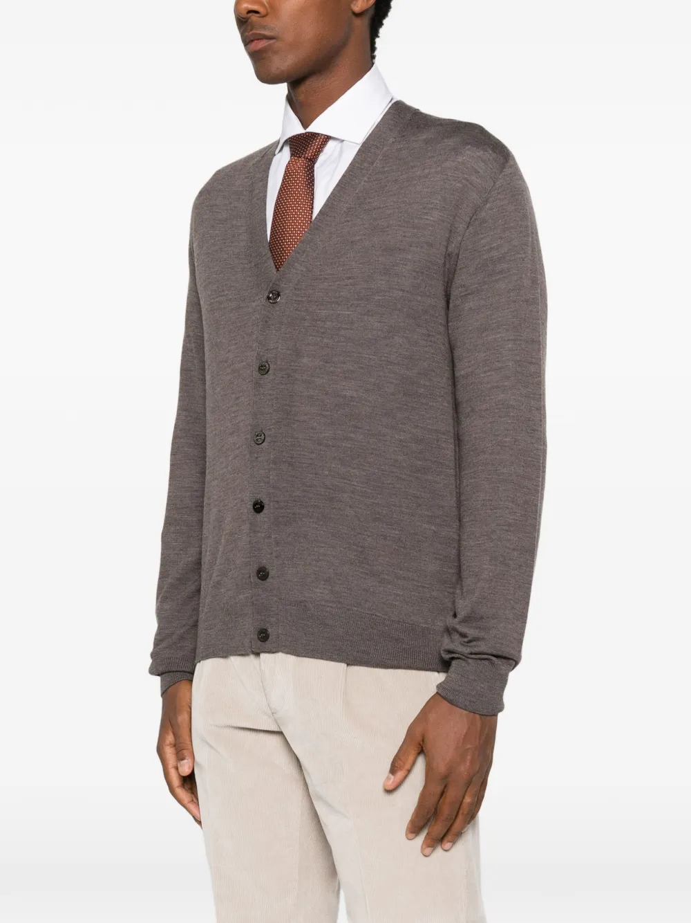 Canali button-up wool cardigan Bruin