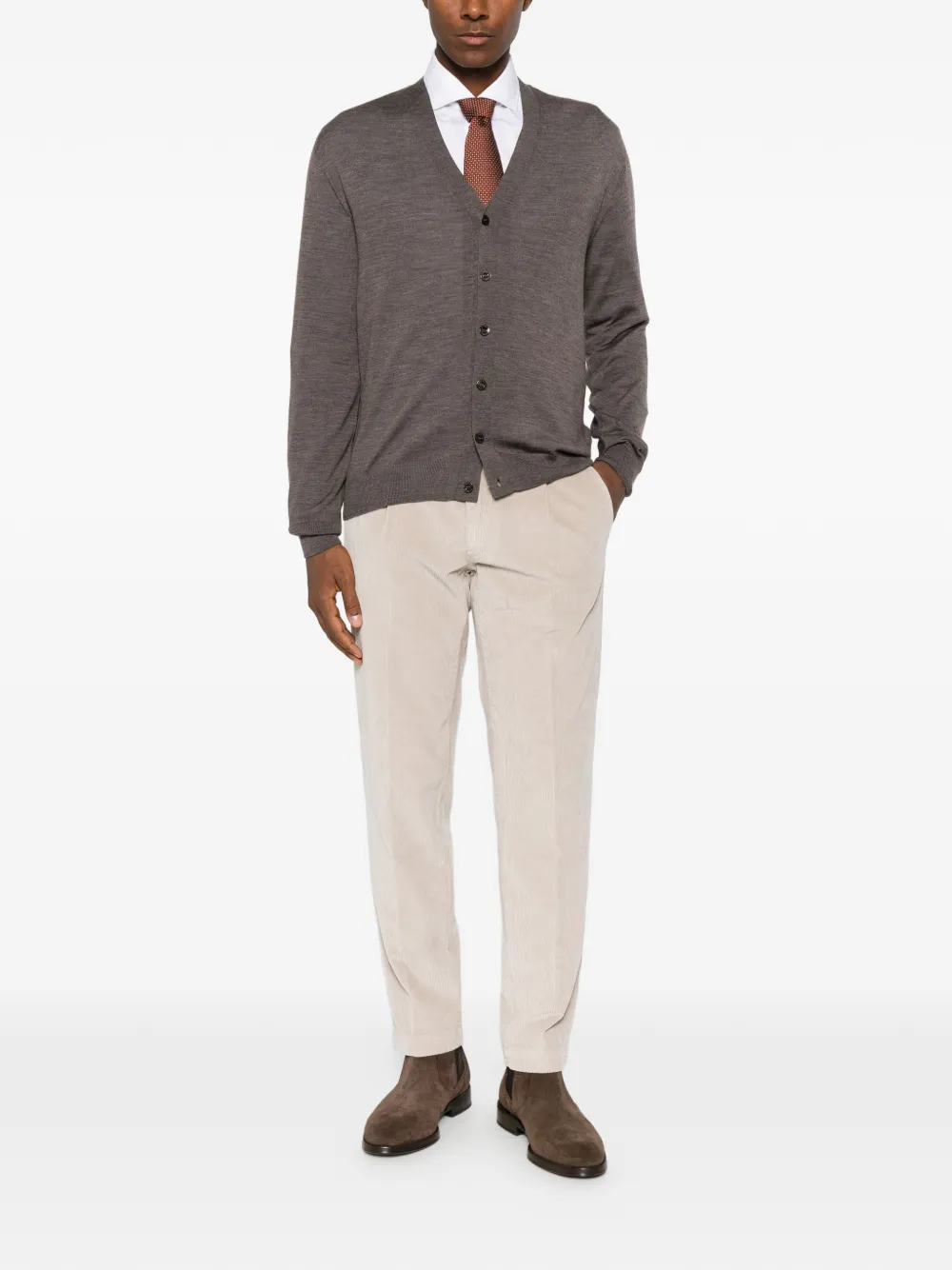 Canali button-up wool cardigan Bruin