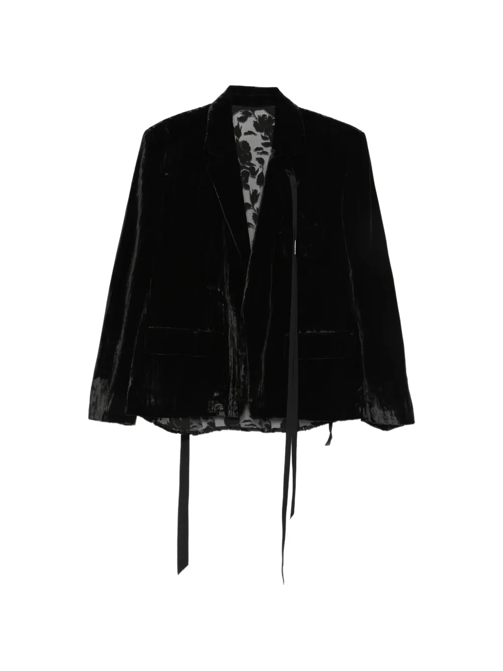 Ann Demeulemeester floral-devoré velvet jacket - Schwarz