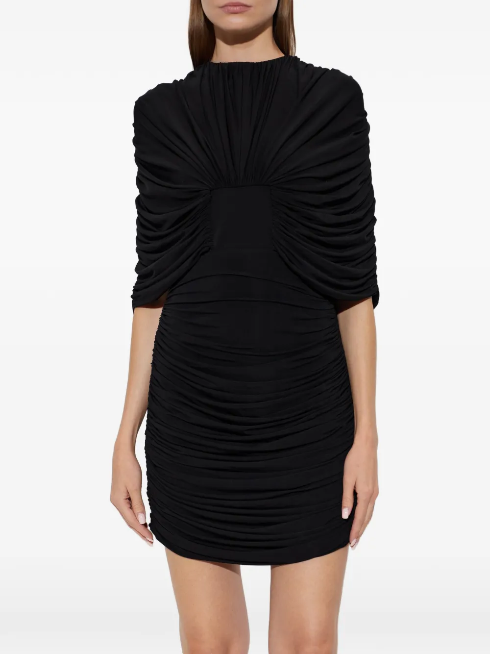 The Mannei Mini-jurk met gedrapeerd detail en ruches Zwart