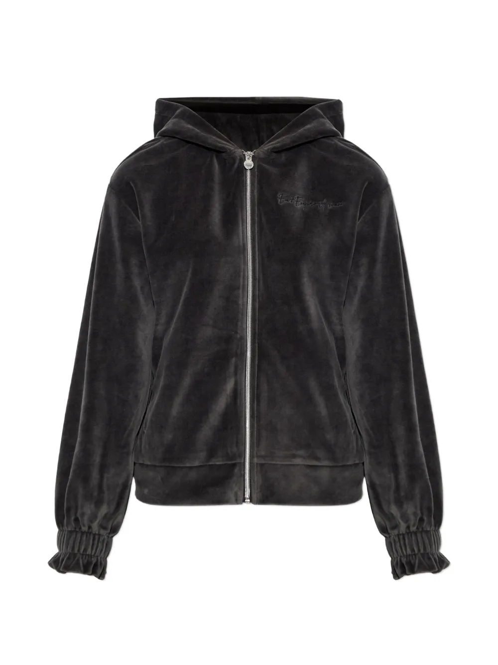 Ea7 Emporio Armani velvet zip-up hoodie Grijs