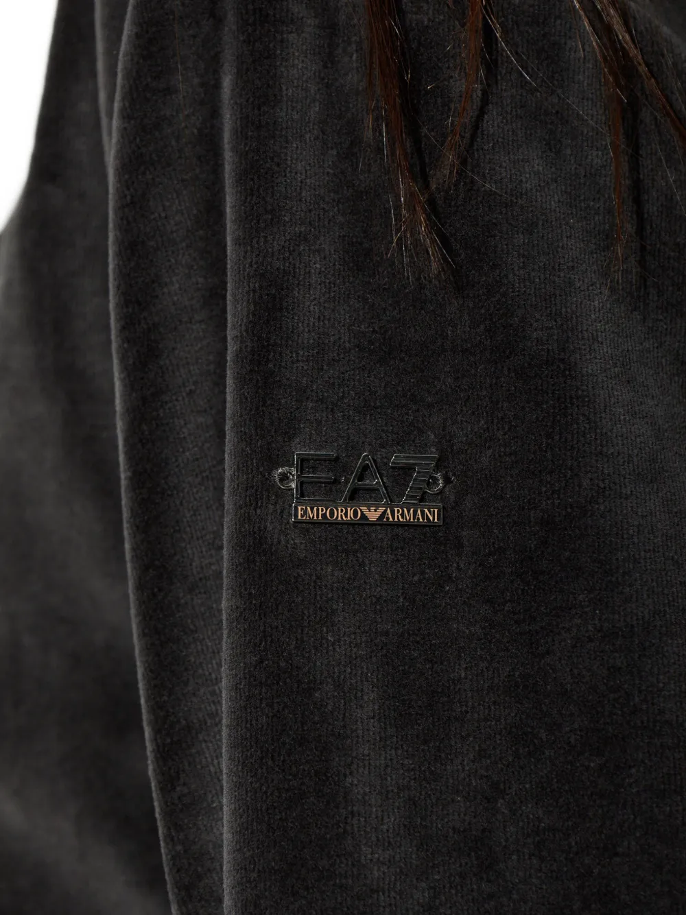 Ea7 Emporio Armani velvet zip-up hoodie Grijs