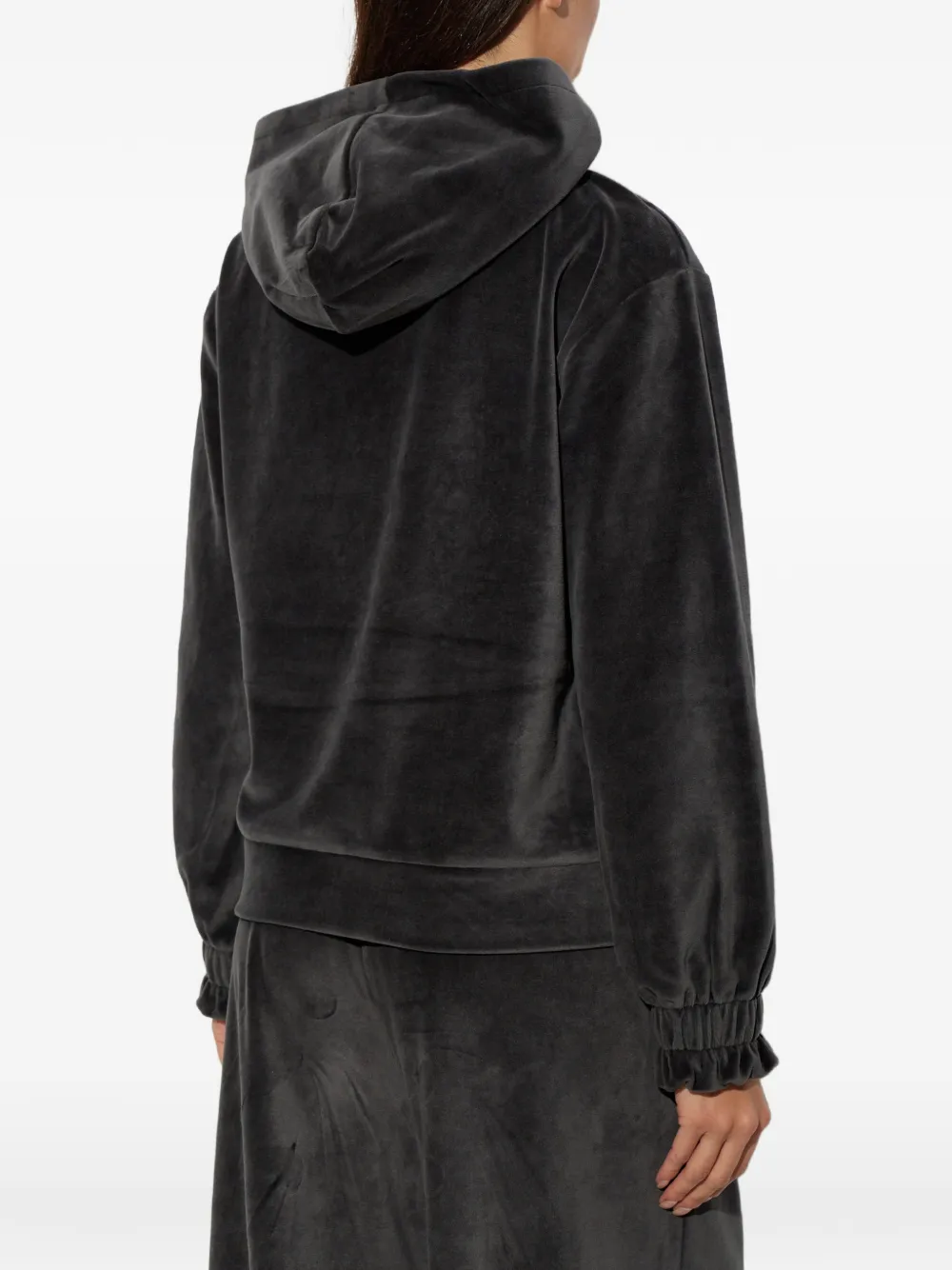 Ea7 Emporio Armani velvet zip-up hoodie Grijs