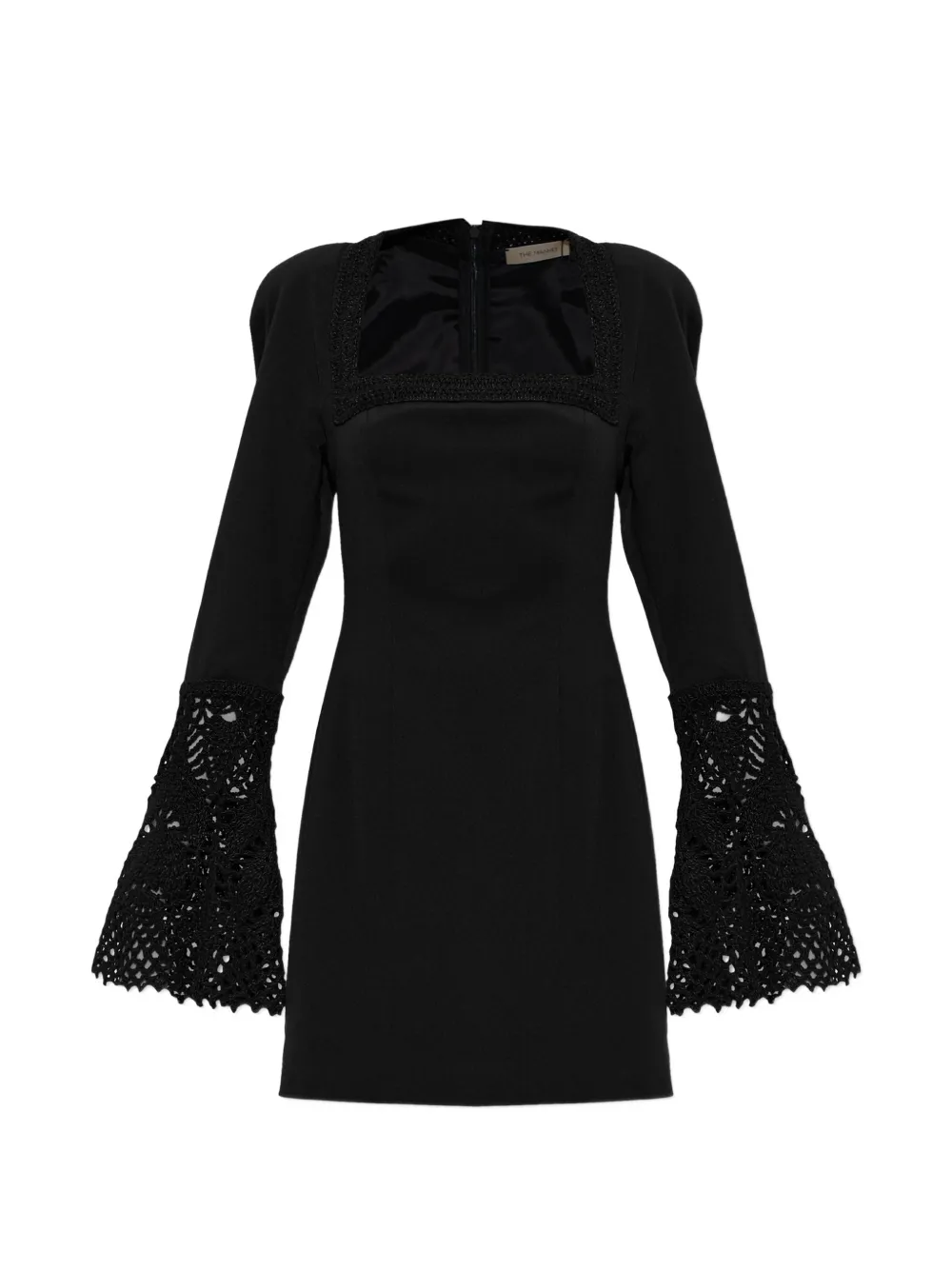 The Mannei crochet-trim flared-sleeve mini dress - Noir The Mannei crochet-trim flared-sleeve mini dress - Noir