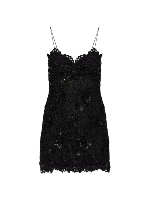 LoveShackFancy Jetta sequin-embellished lace-trim mini dress