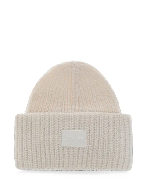 BOGNER LARAH ribbed-knit logo-patch beanie hat