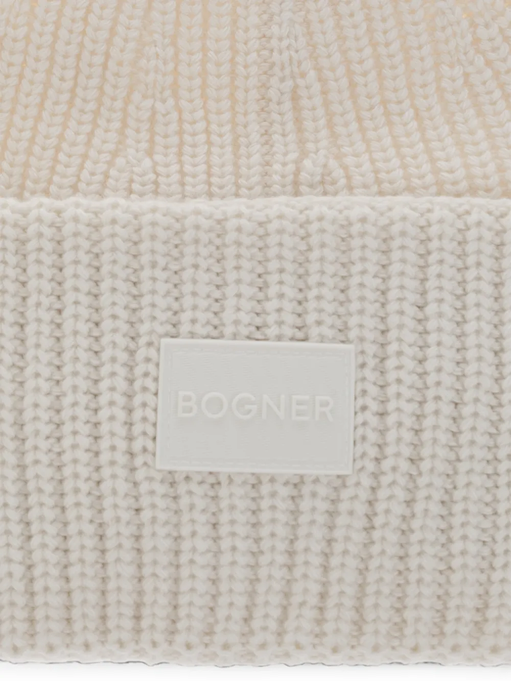BOGNER LARAH ribgebreide muts met logo-patch Beige
