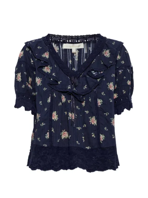 LoveShackFancy Romilly floral-print ruffled blouse