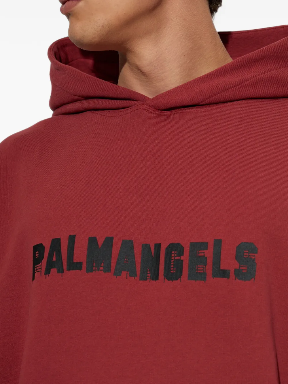 Palm Angels logo-print cotton hoodie Rood
