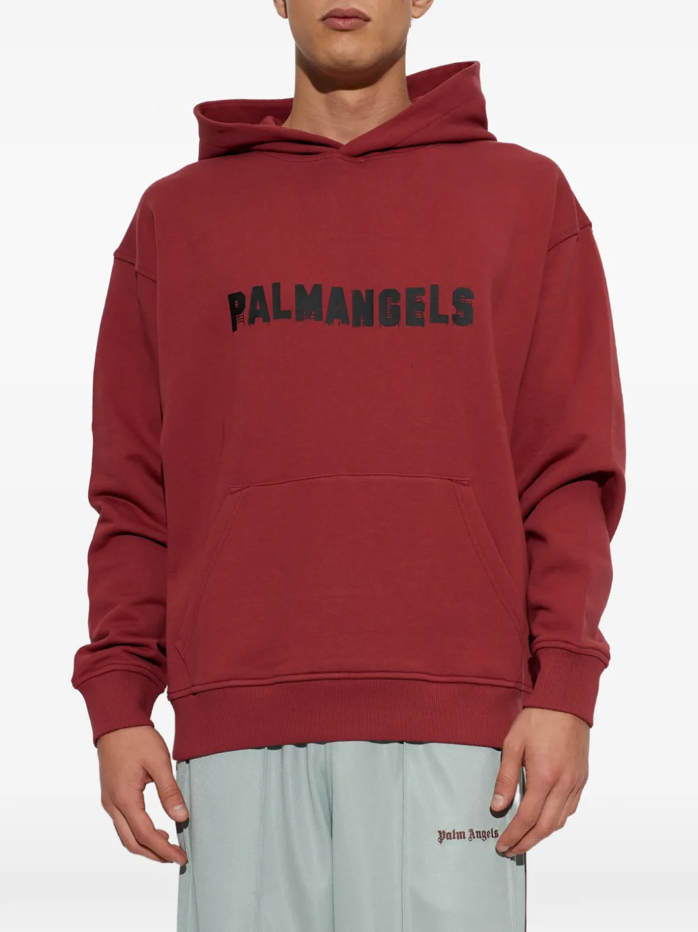 Palm Angels logo-print cotton hoodie Rood