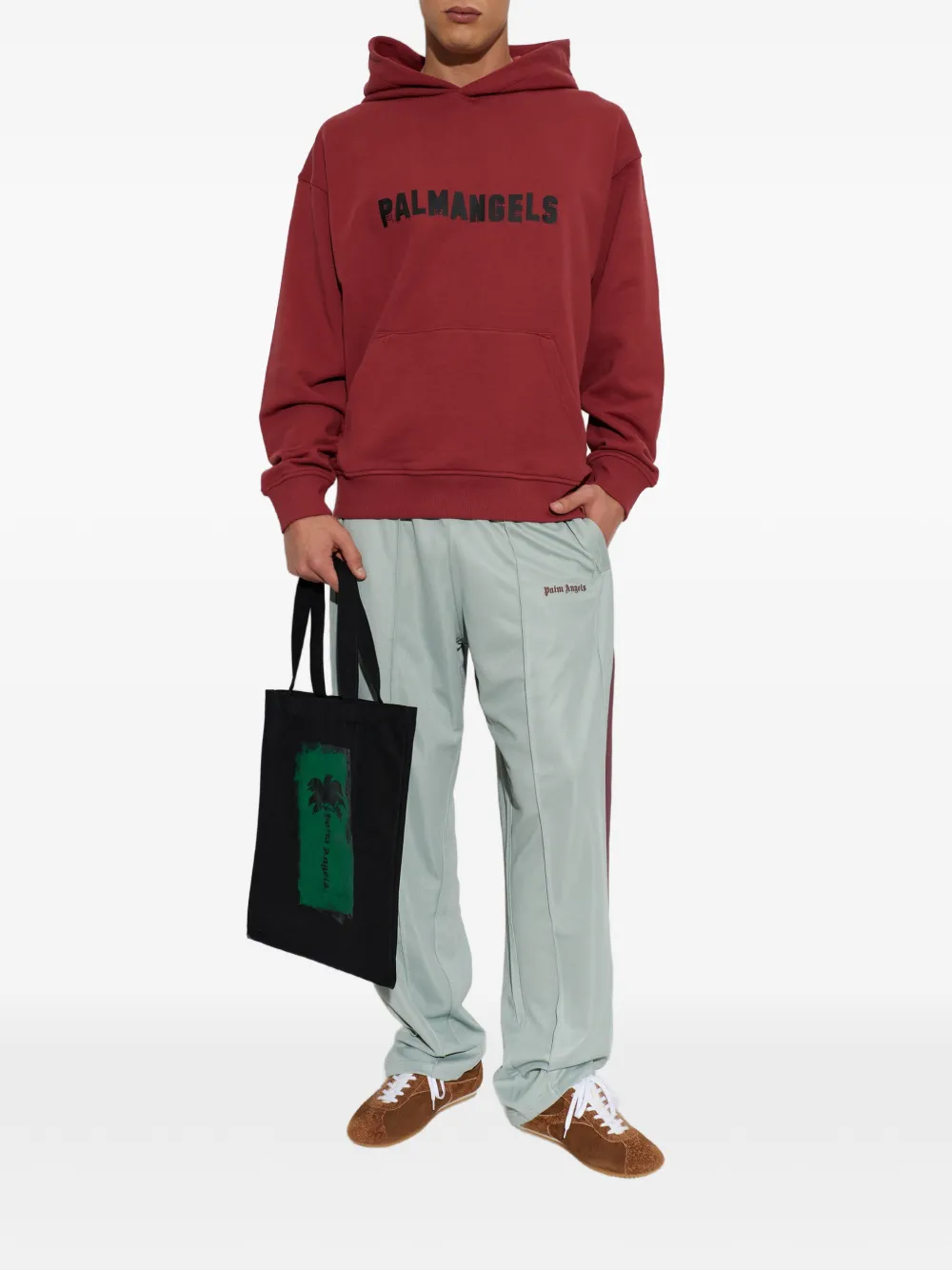 Palm Angels logo-print cotton hoodie Rood