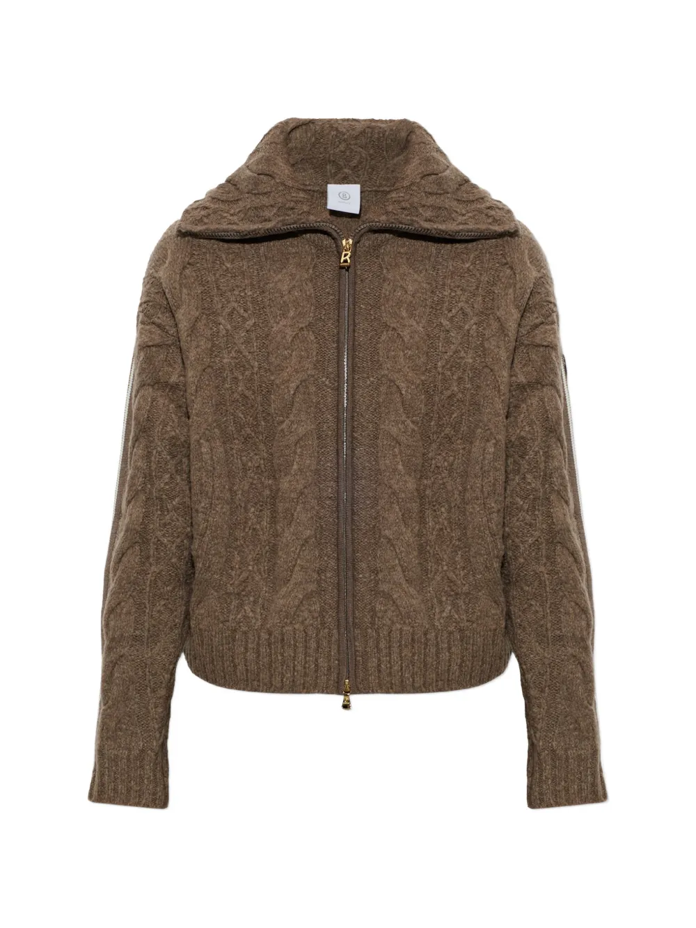 BOGNER Lotta cable-knit zip-up cardigan - Brown