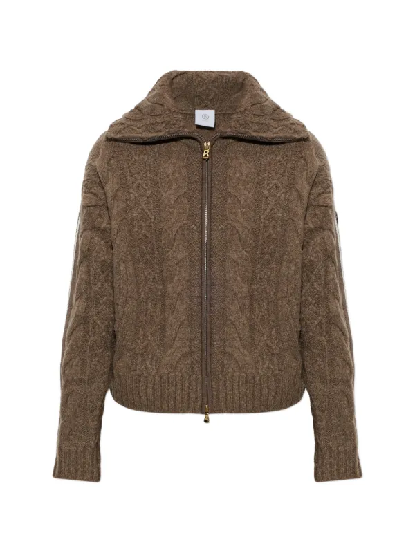 Bogner Lotta Cable-knit Zip-up Cardigan in Brown