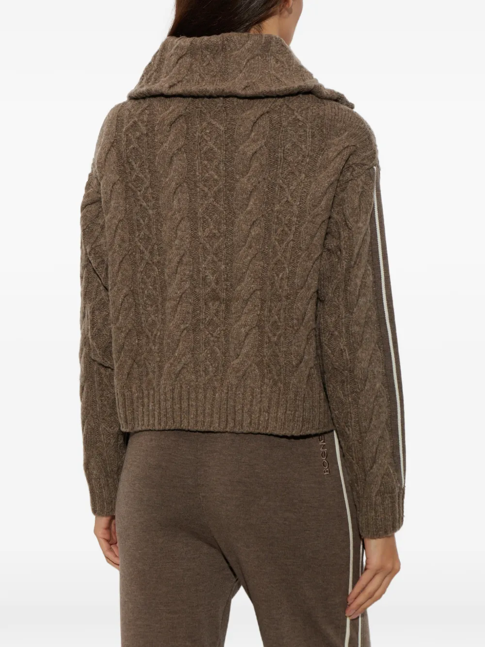 BOGNER Lotta kabelgebreid vest met rits Bruin
