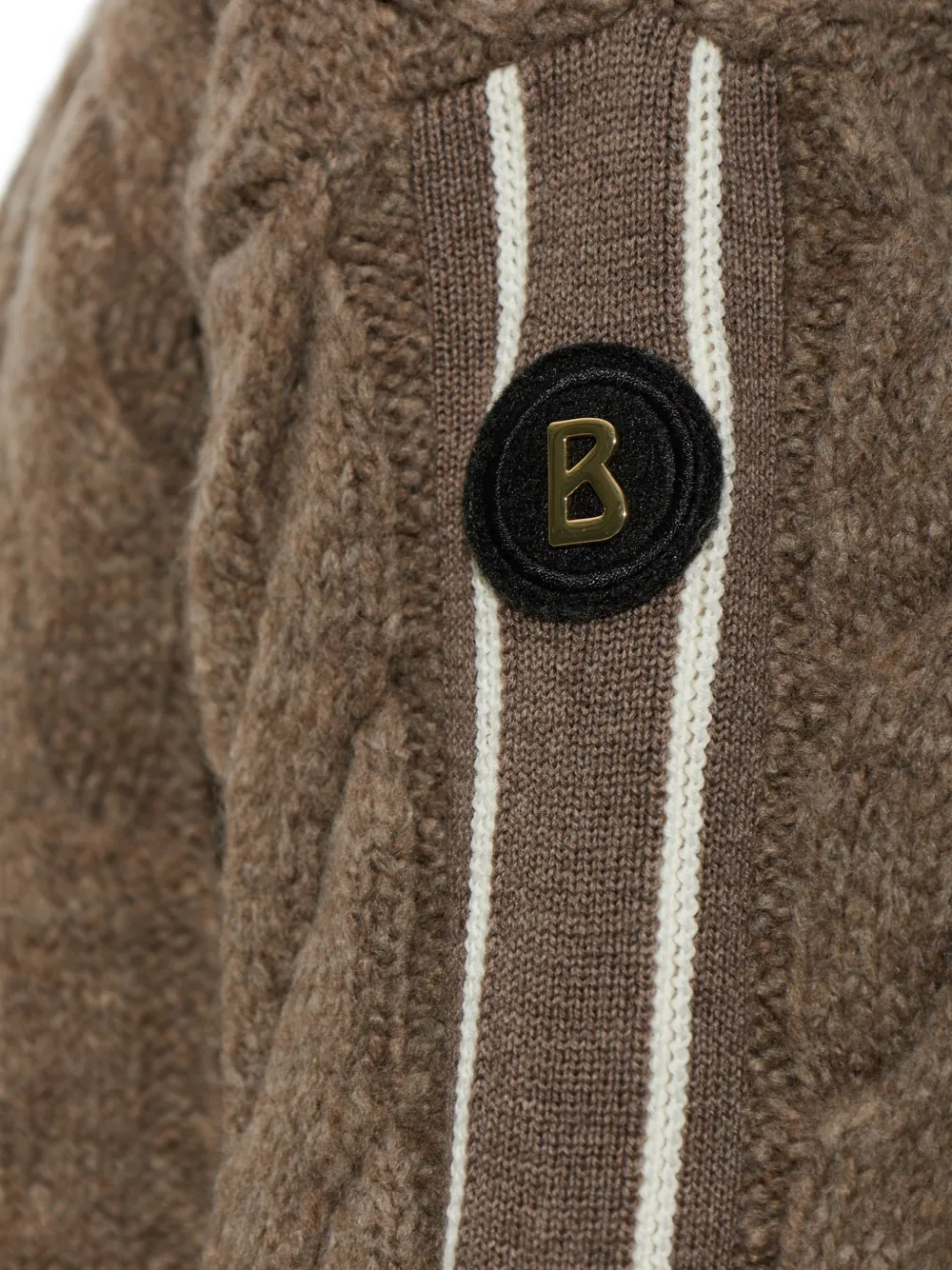 BOGNER Lotta kabelgebreid vest met rits Bruin