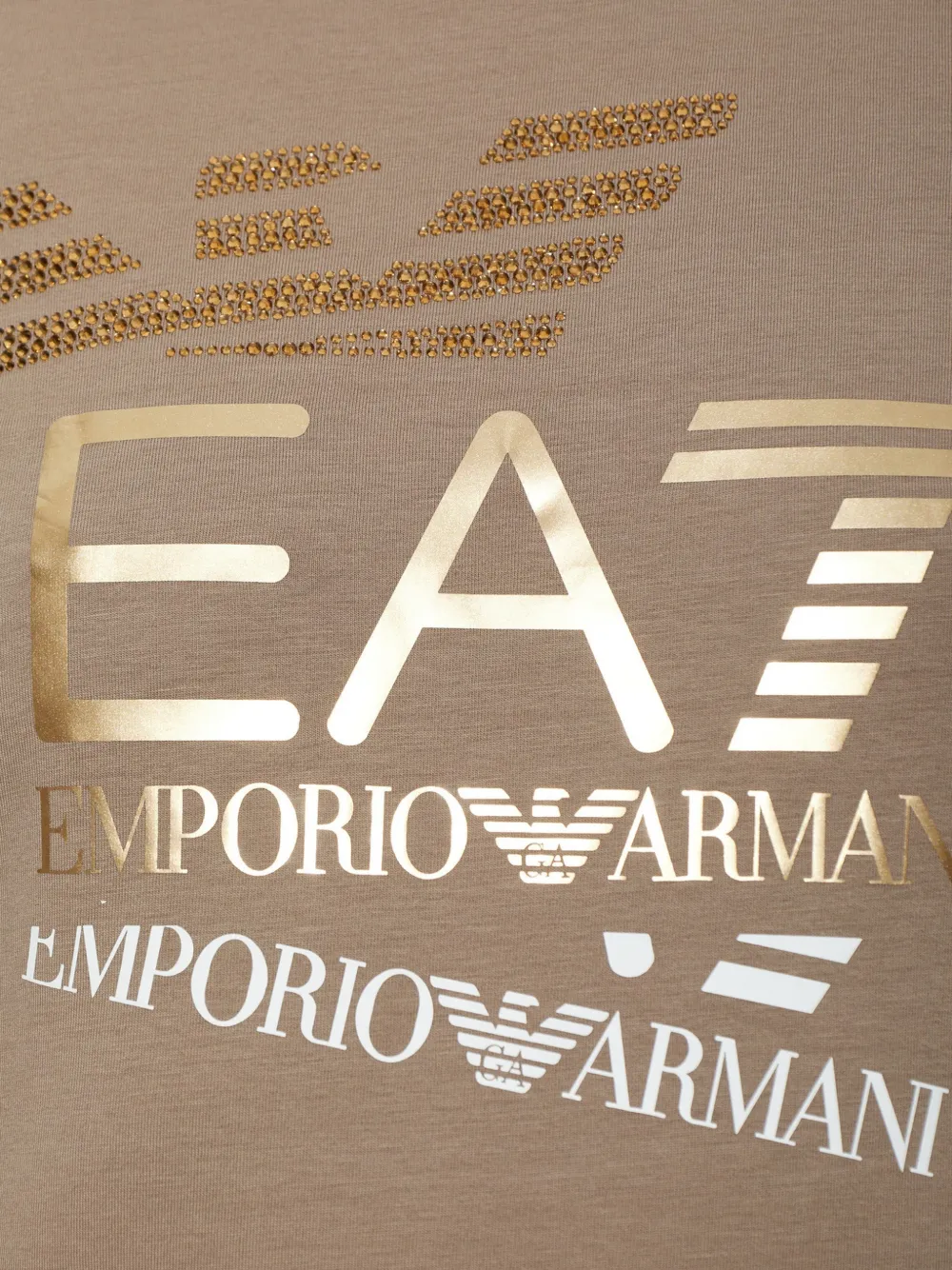 Ea7 Emporio Armani T-shirt met pailletten Beige