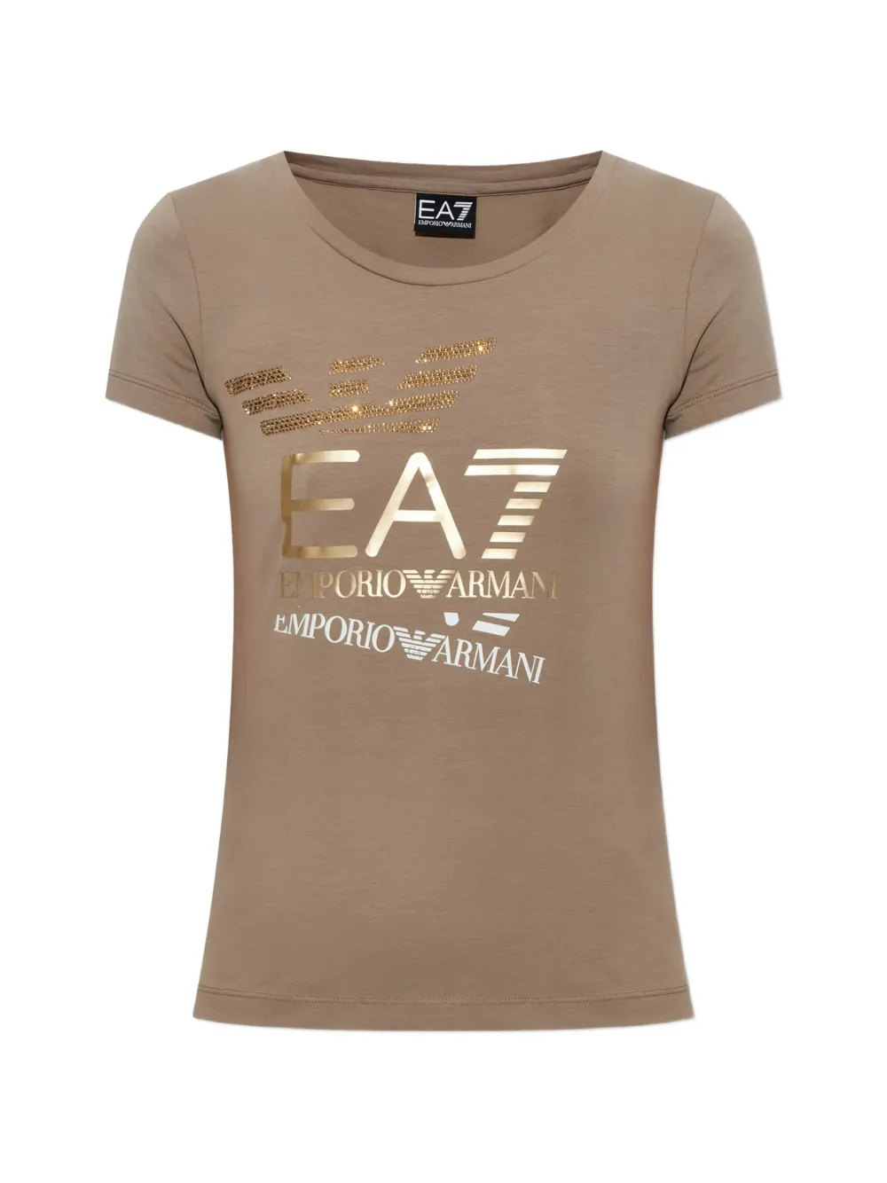 Ea7 Emporio Armani sequin-embellished logo-print T-shirt - Toni neutri