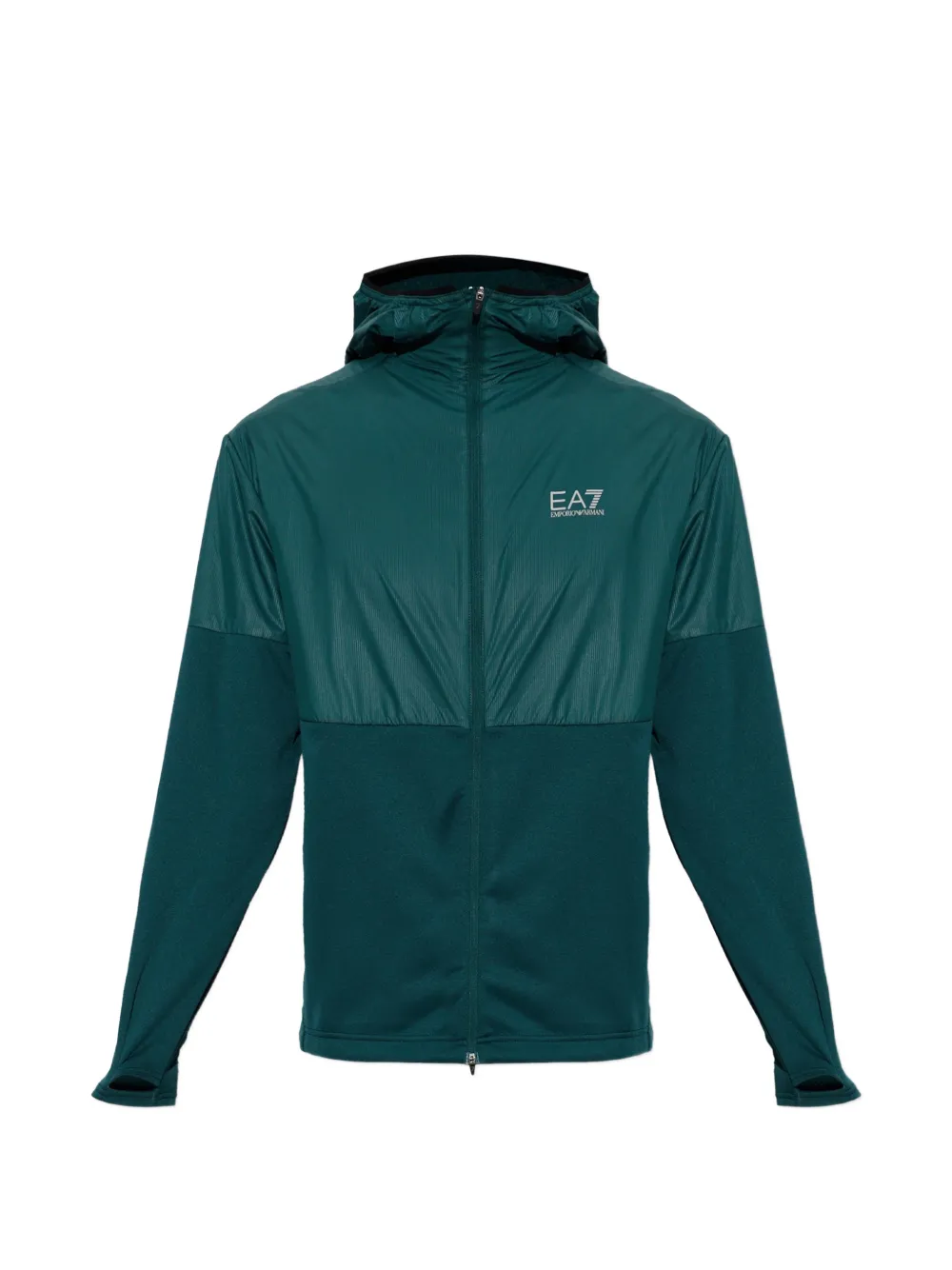 Ea7 Emporio Armani Vigor 7 logo-print panelled jacket - Vert Ea7 Emporio Armani Vigor 7 logo-print panelled jacket - Vert