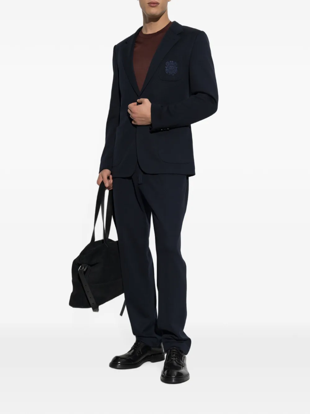 Dolce & Gabbana Blazer met geborduurd logo en enkele opening Blauw