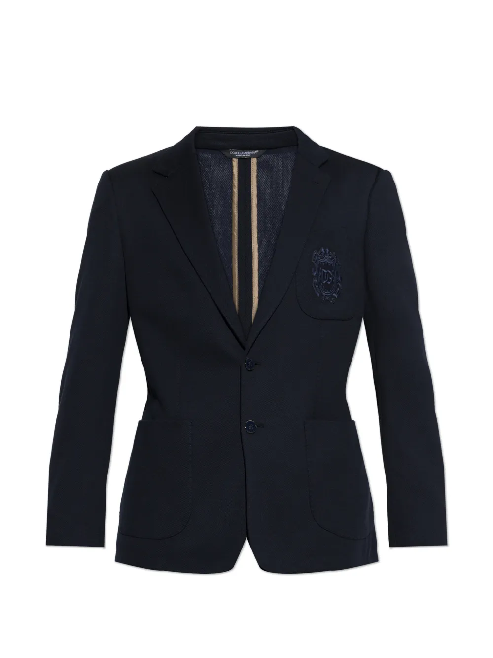 Dolce & Gabbana embroidered-logo single-vent blazer - Blue