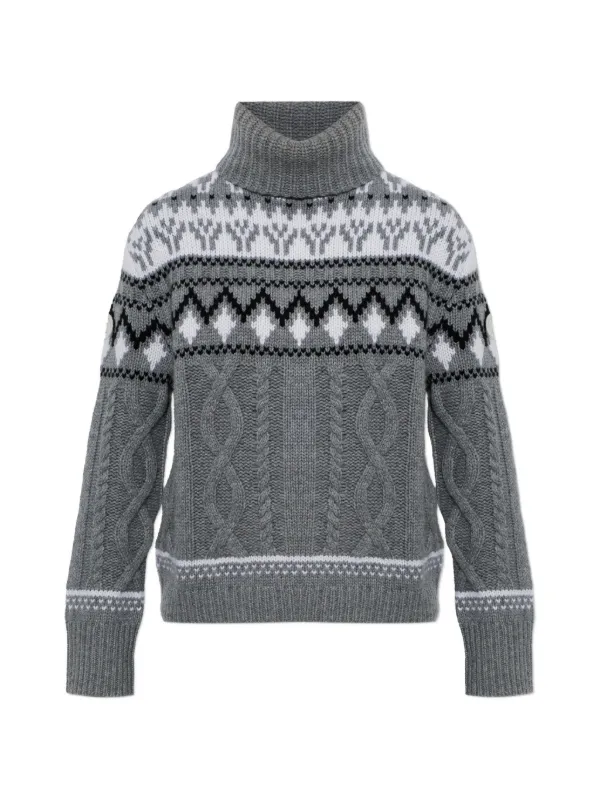 Bogner Lorely Cable-knit Fair Isle Sweater in Grey