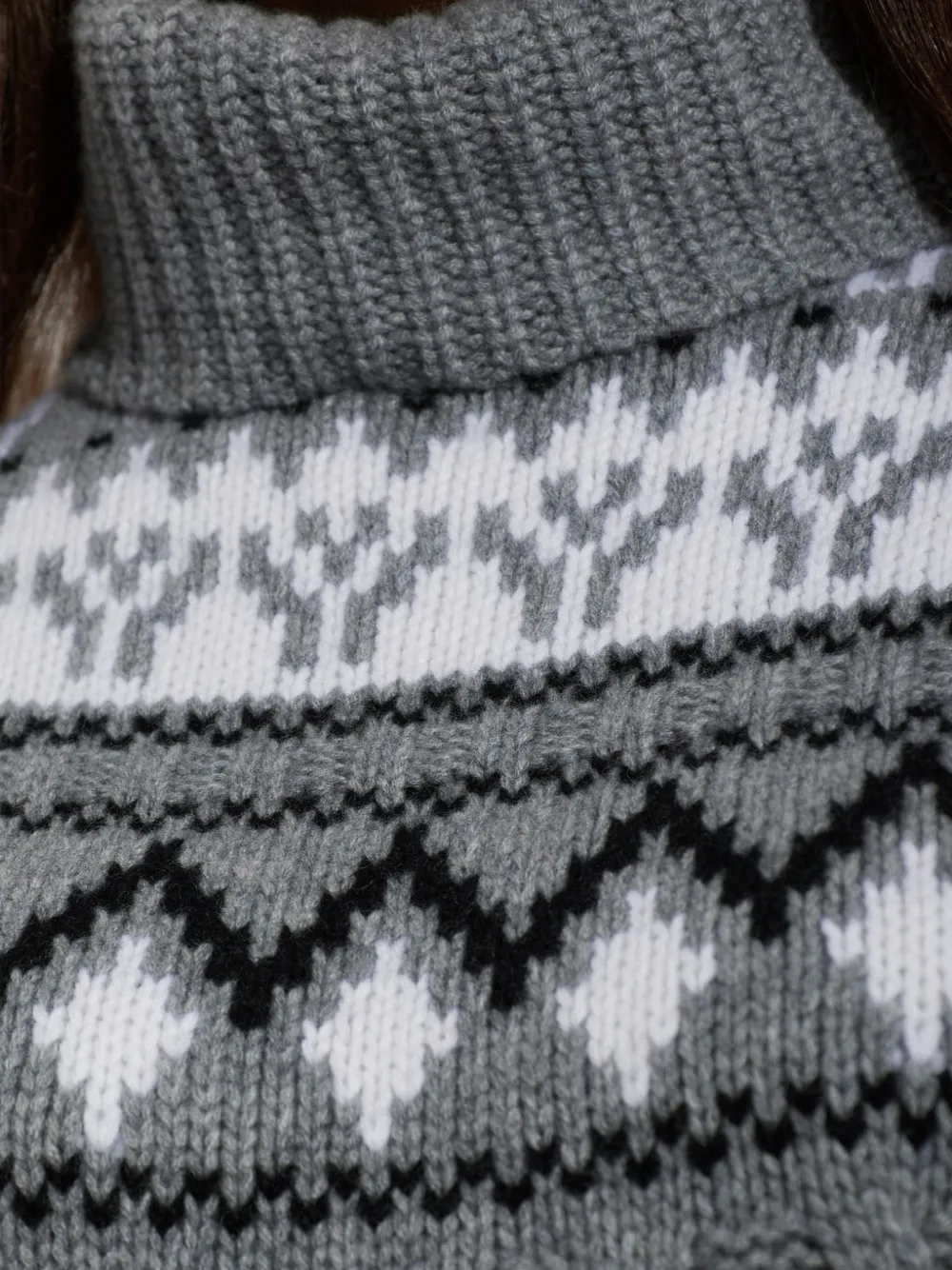 BOGNER Lorely kabelgebreide trui met Fair Isle-patroon Grijs