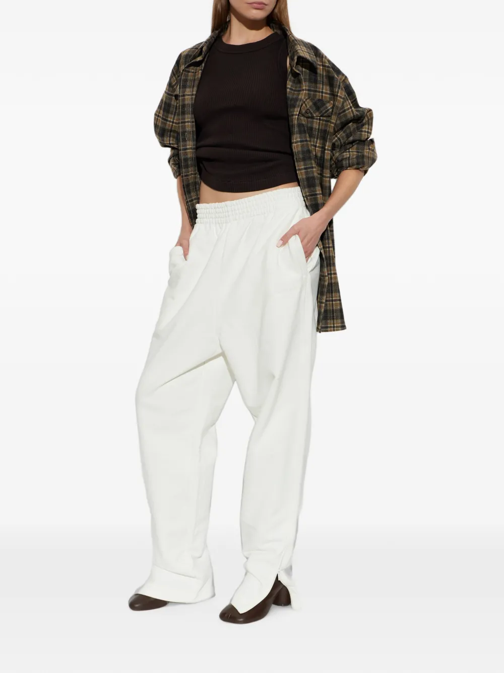 The Mannei Trainingsbroek met elastische taille en geborduurd logo Wit
