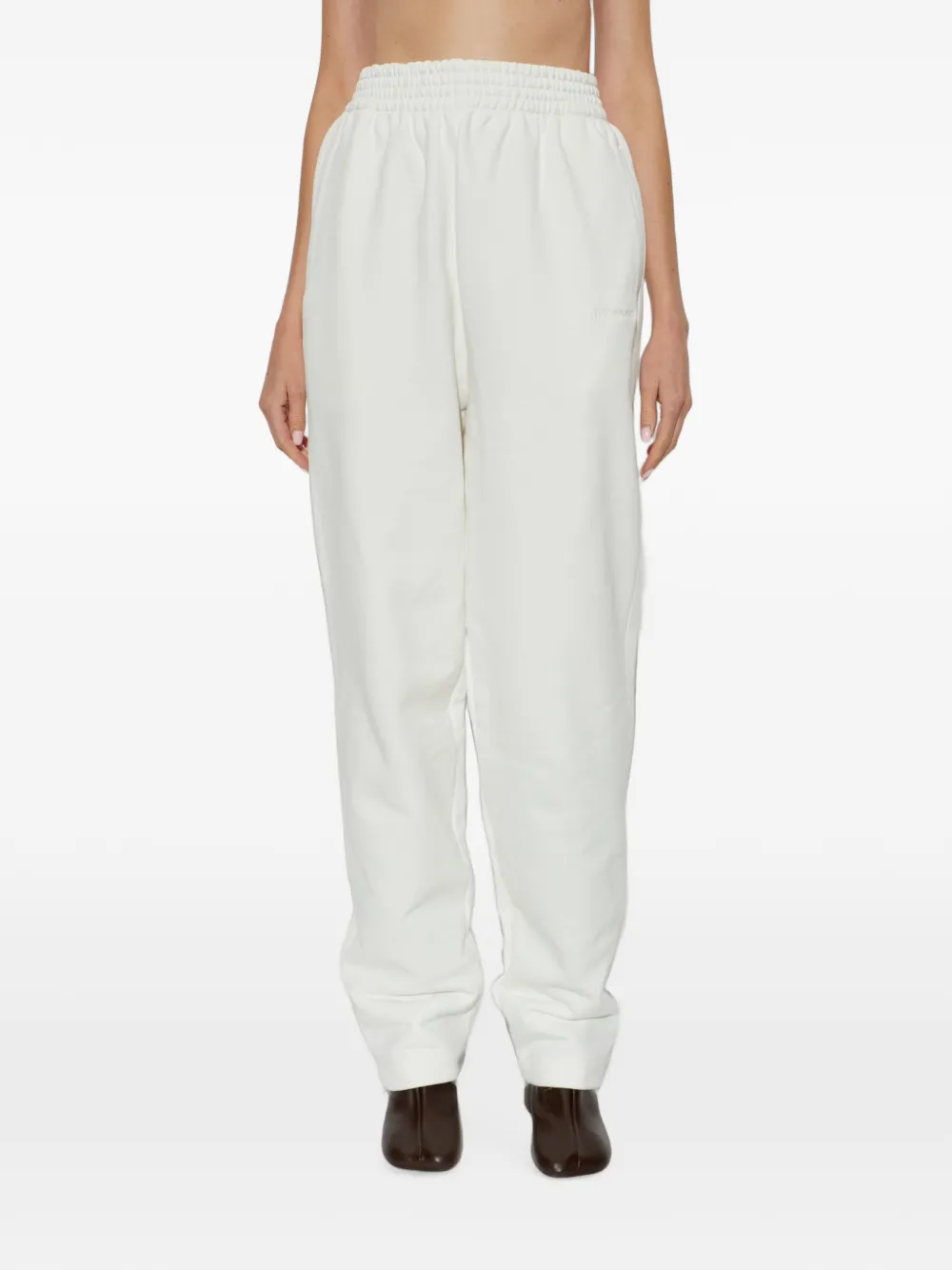 The Mannei Trainingsbroek met elastische taille en geborduurd logo Wit