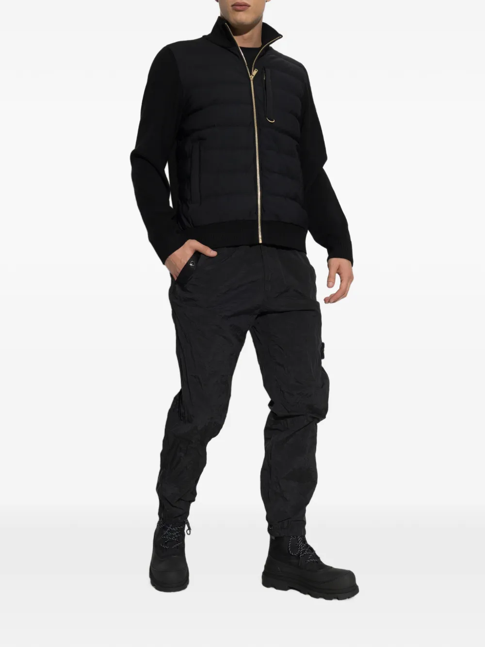 Moose Knuckles quilted front sweater Zwart