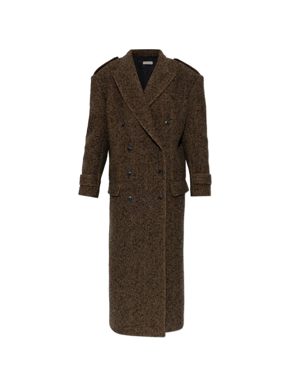 The Mannei herringbone double-breasted coat - Marrone