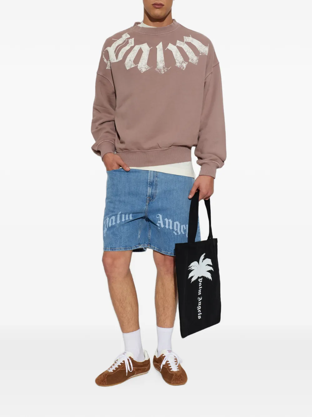Palm Angels Trui met logoprint Bruin