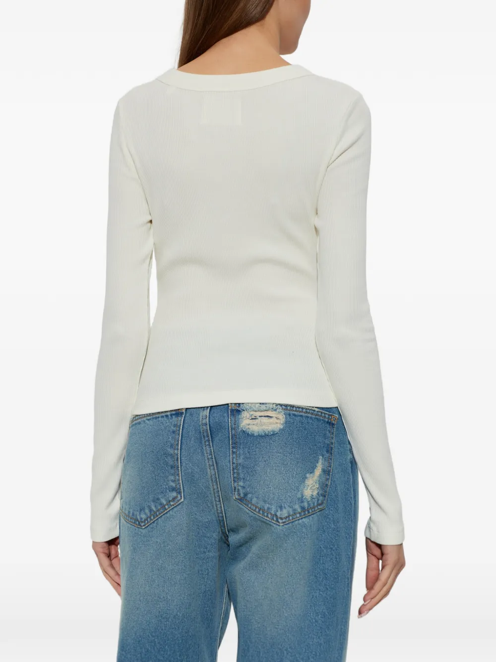 Citizens of Humanity Varra ribgebreide henley top met lange mouwen Wit