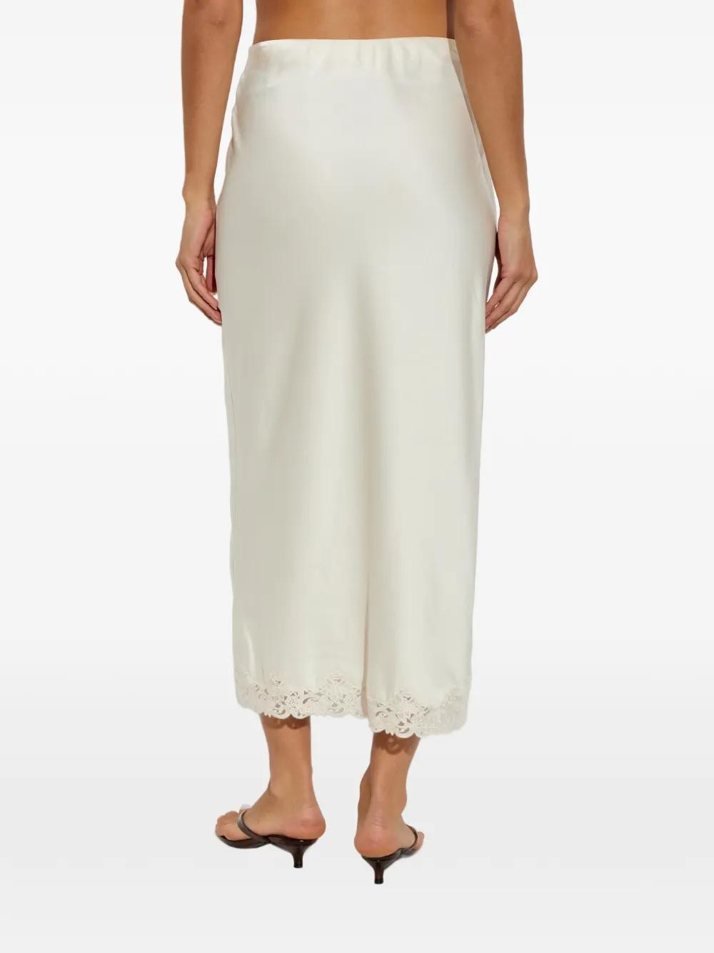 LoveShackFancy Avelaine lace-trim maxi skirt Wit