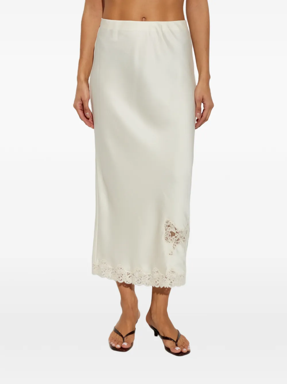 LoveShackFancy Avelaine lace-trim maxi skirt Wit