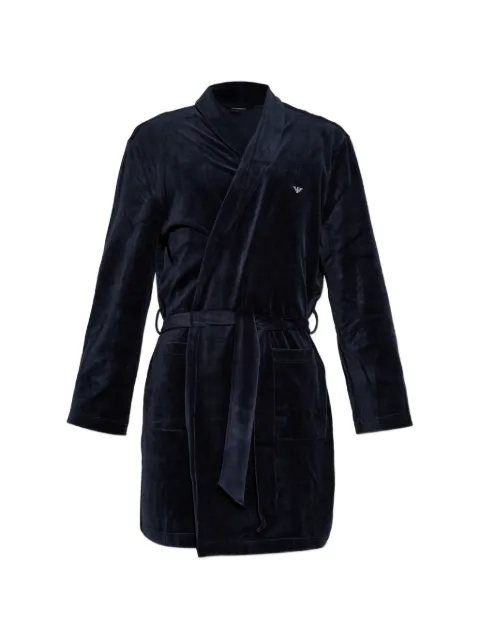 Emporio Armani belted logo-embroidered bathrobe