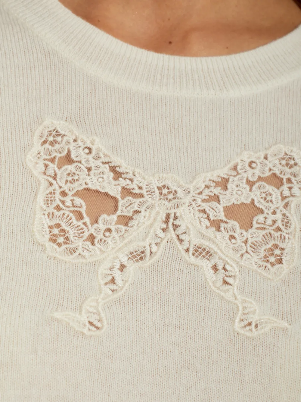 LoveShackFancy Mingley trui met kanten strik Beige
