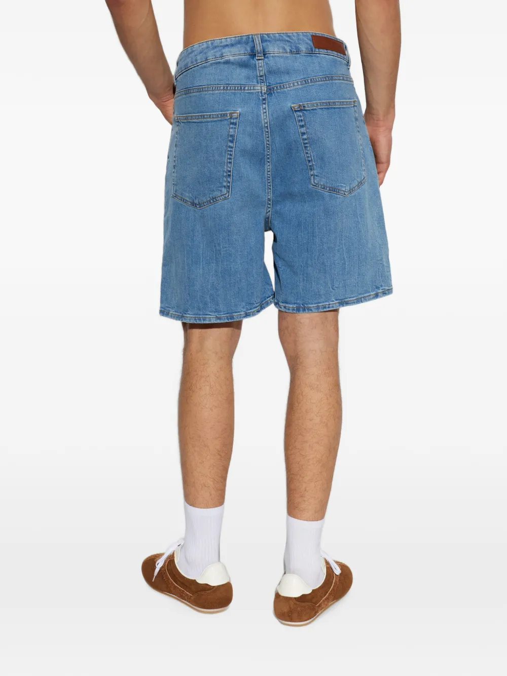 Palm Angels Denim shorts met logoprint Blauw