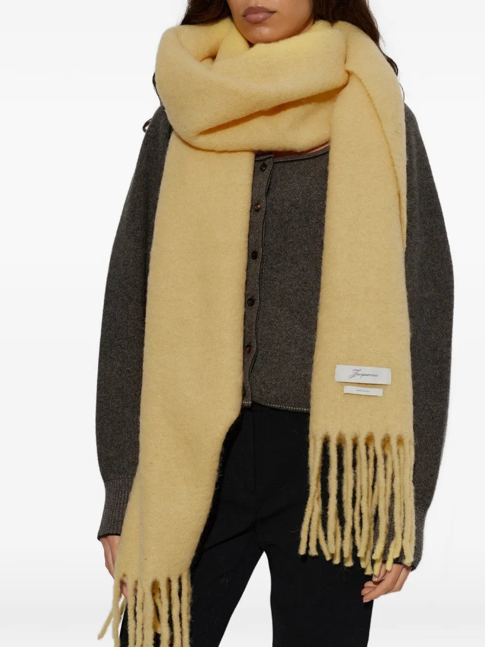 Jacquemus Carro sjaal met franje Geel