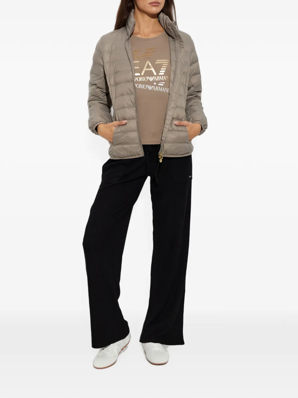 Ea7 Emporio Armani quilted insulated jacket Beige