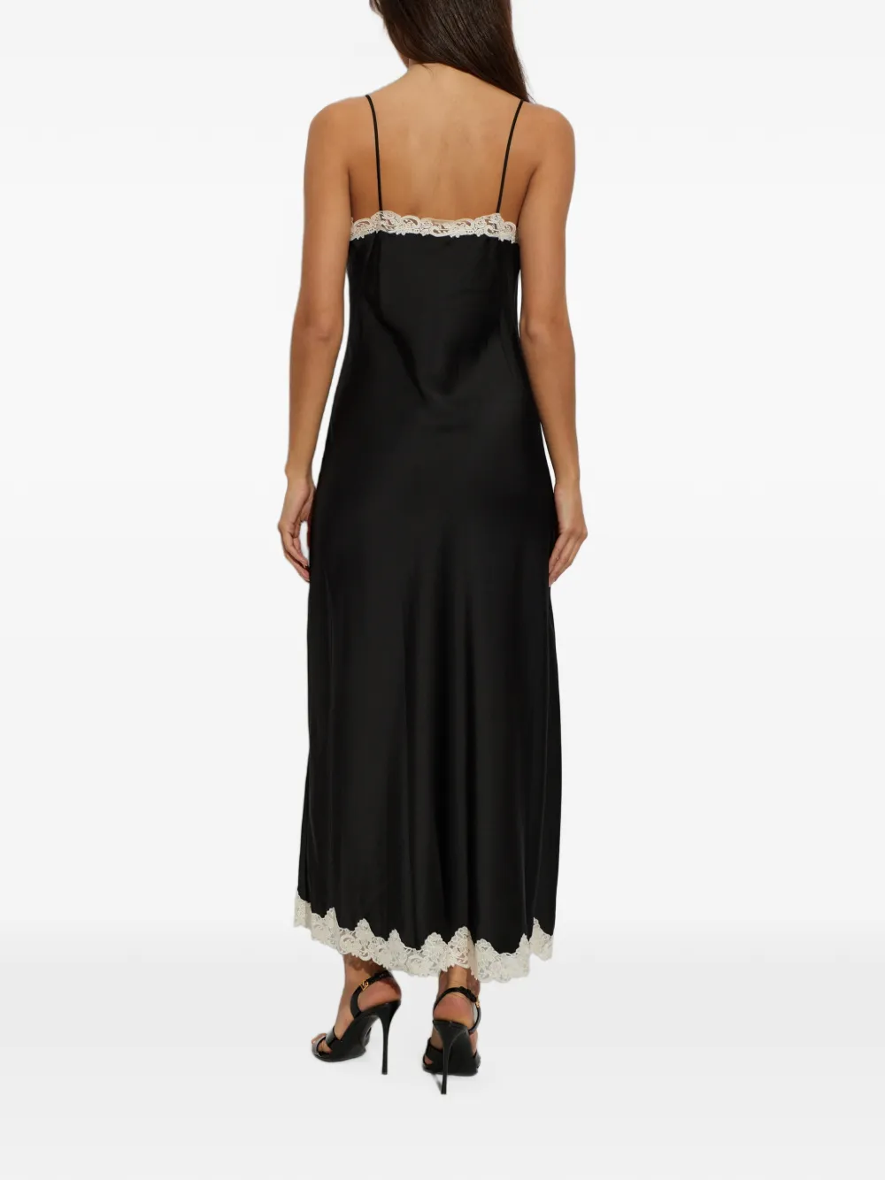 LoveShackFancy Lomira maxi-jurk met kanten afwerking Zwart