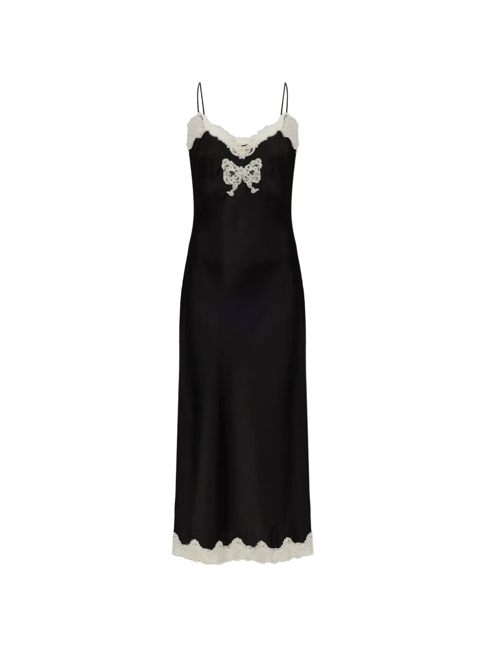 LoveShackFancy Lomira maxi-jurk met kanten afwerking Zwart