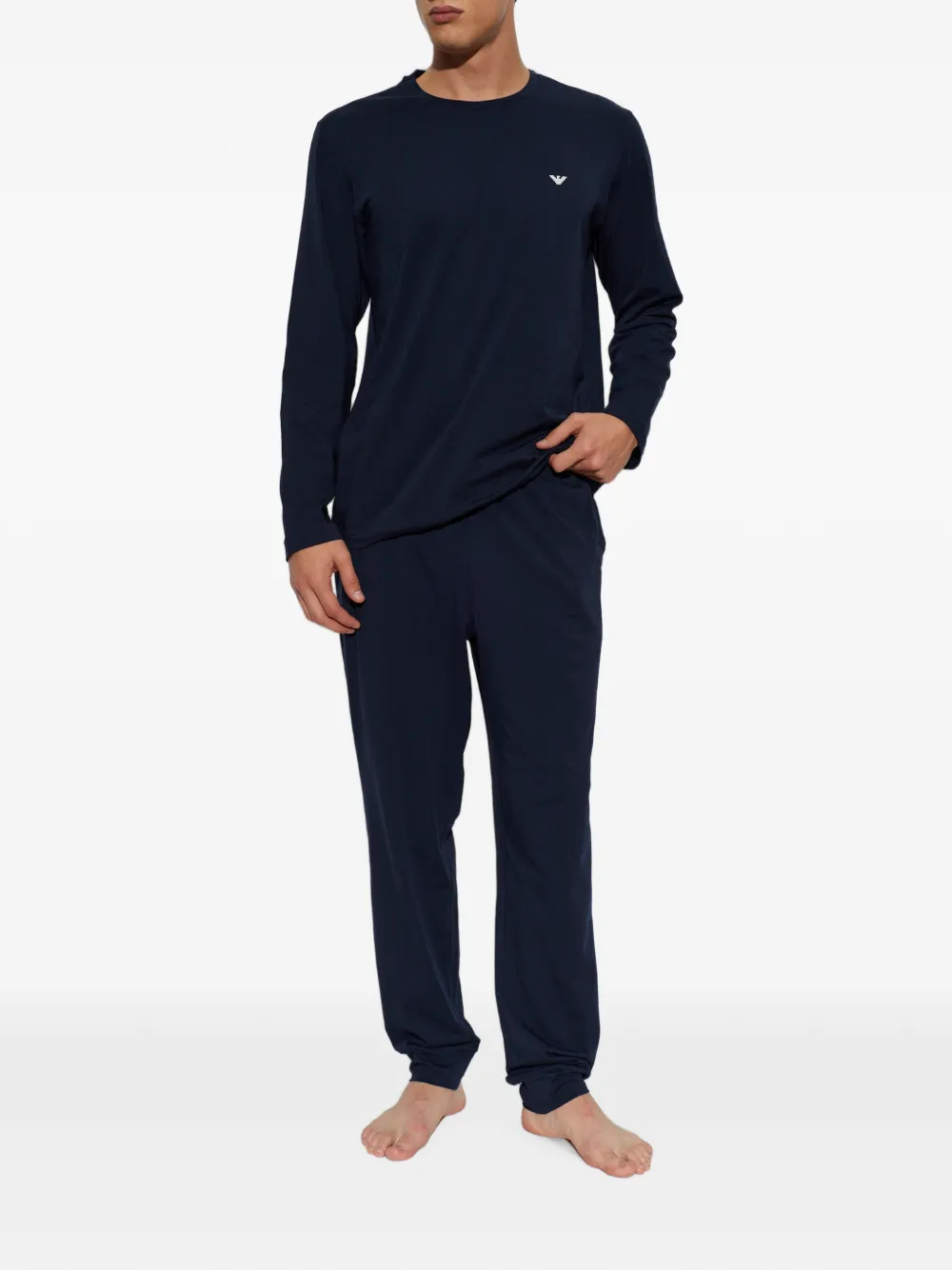 Emporio Armani logo-print pyjamas set Blauw