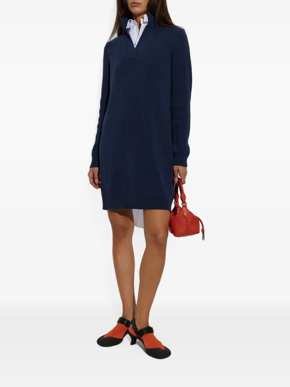 LOEWE ribbed layered mini dress Blauw