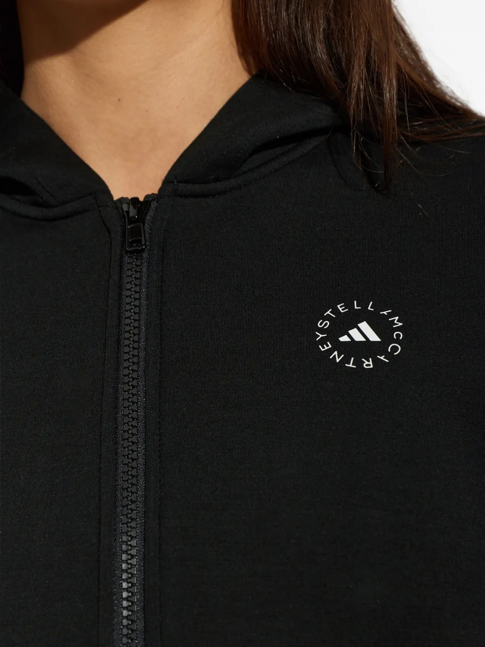 adidas by Stella McCartney Hoodie met logoprint en rits Zwart