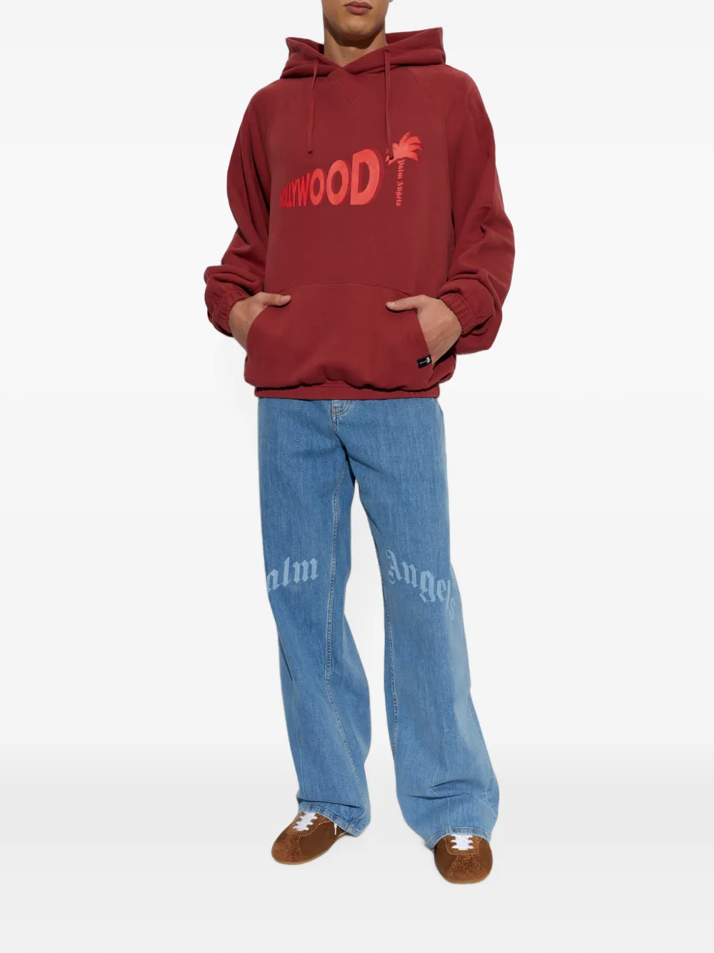 Palm Angels Sunset Blvd Palm ruimvallende hoodie Rood