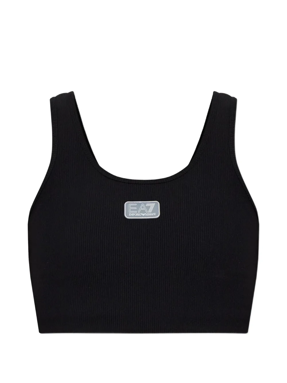 Ea7 Emporio Armani ribbed logo-patch top - Schwarz