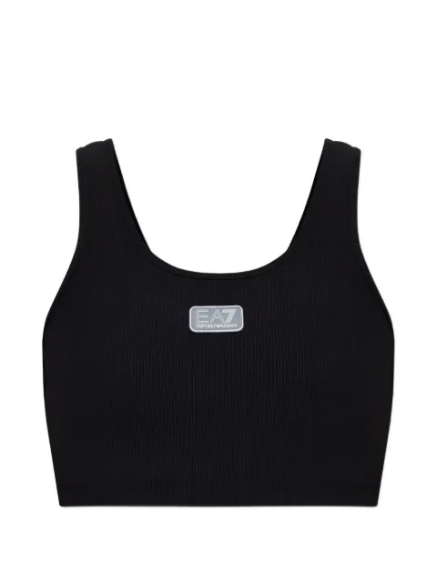 Ea7 Emporio Armani ribbed logo-patch top